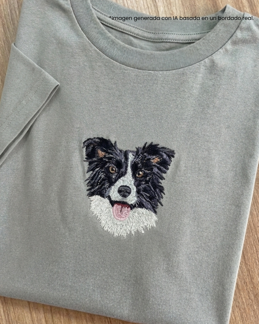 Camiseta bordada con border collie negro