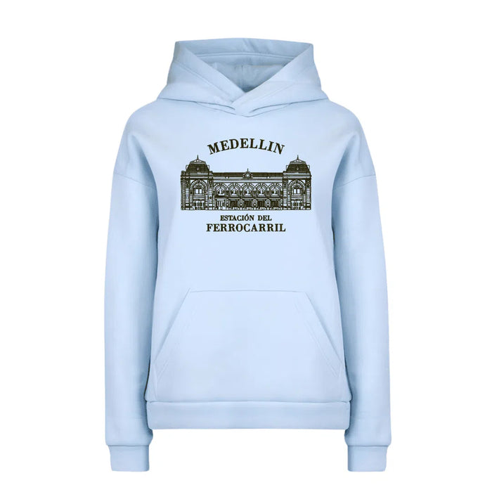 Hoodie bordado con la estación del ferrocarril de Antioquia