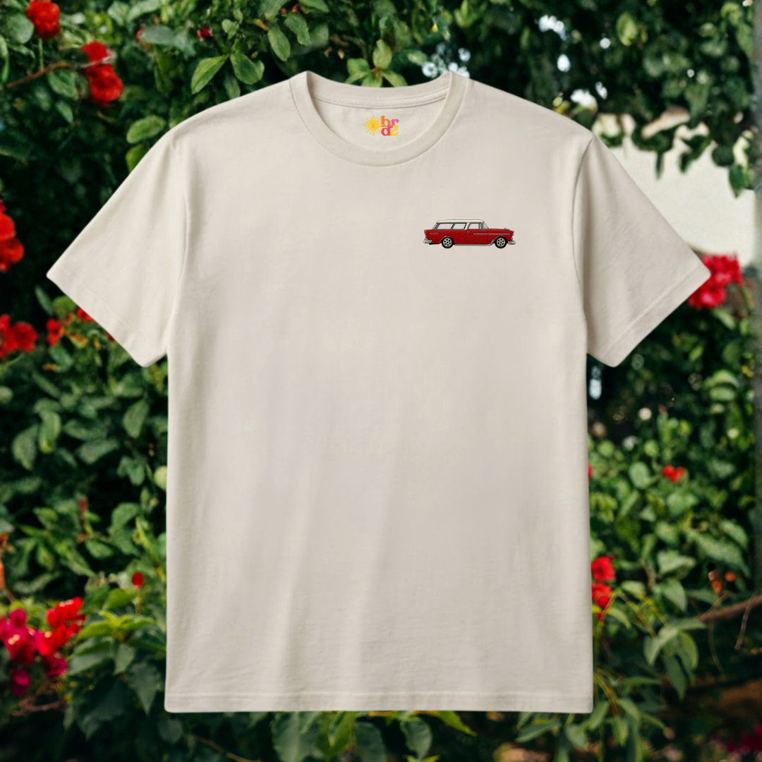 Camiseta bordada con carro clásico - camiseta bordado BRD2, Medellín Colombia