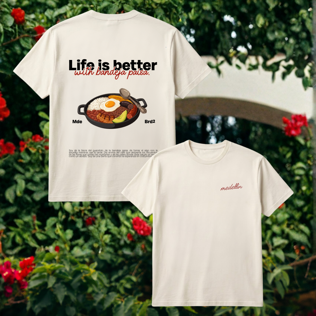 Camiseta - Bandeja paisa - camiseta estampado BRD2, Medellín Colombia