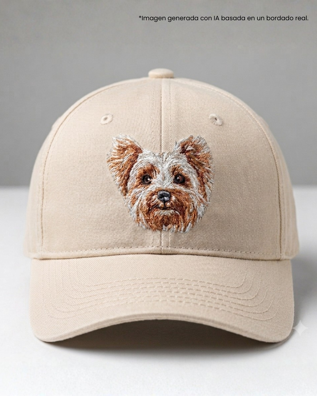 Gorra bordada con yorkie