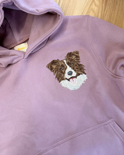 Hoodie bordado con border collie café