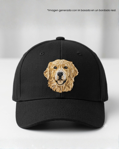 Gorra bordada con golden retriever - gorra bordado BRD2, Medellín Colombia
