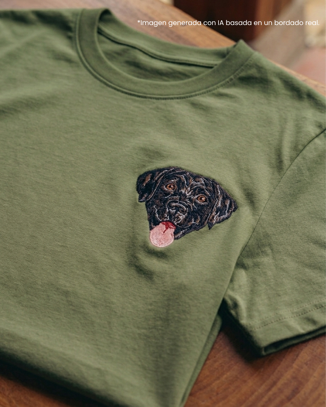 Camiseta bordada con perro labrador negro