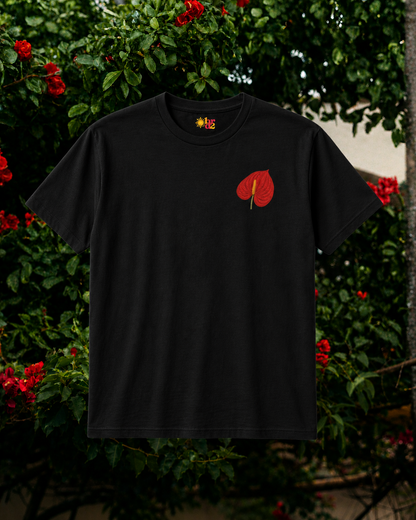 Camiseta bordada con anturio