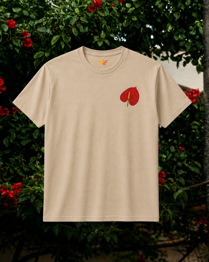 Camiseta bordada con anturio