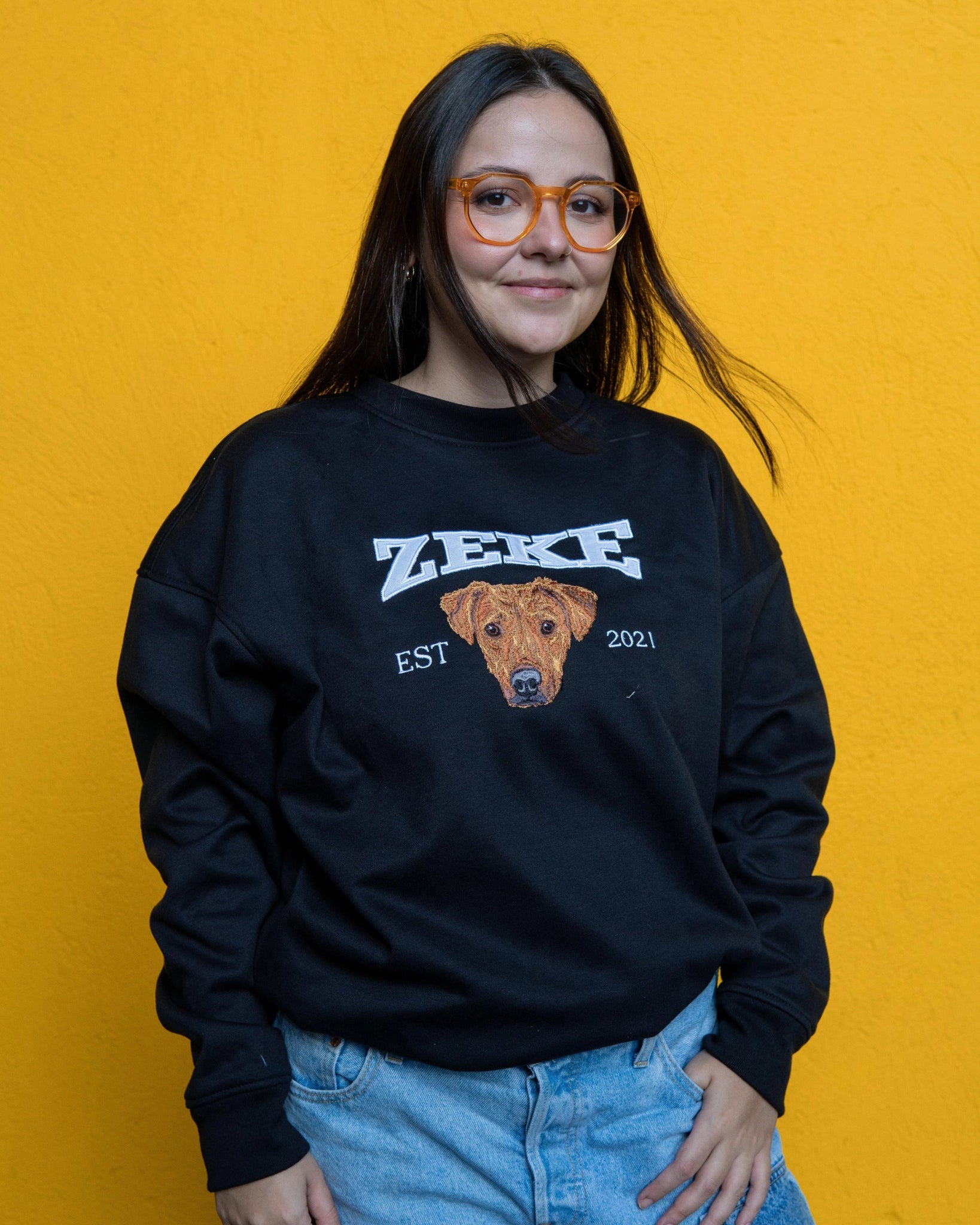 Buso personalizado con mascotas estilo preppy