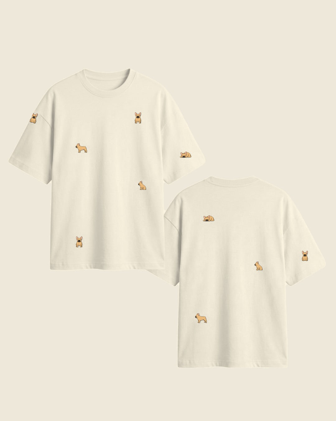 Camiseta mini bulldog francés color crudo - bordado BRD2, Medellín Colombia