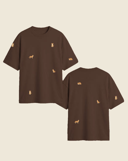 Camiseta mini gato atigrado color chocolate - bordado BRD2, Medellín Colombia