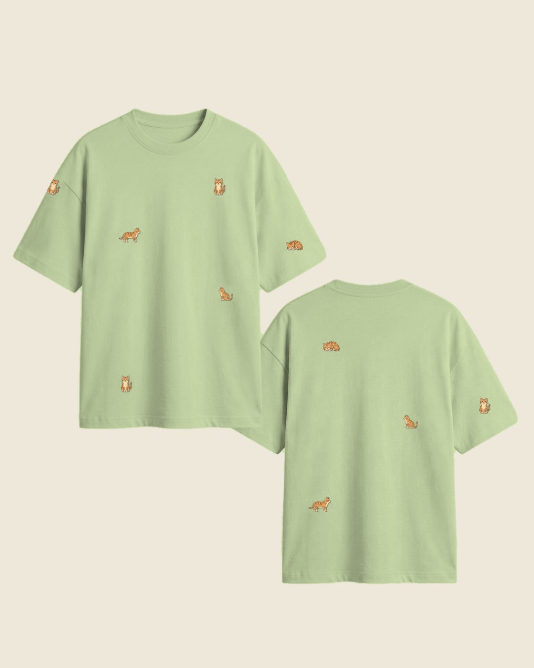 Camiseta mini gato atigrado color verde pistacho - bordado BRD2, Medellín Colombia