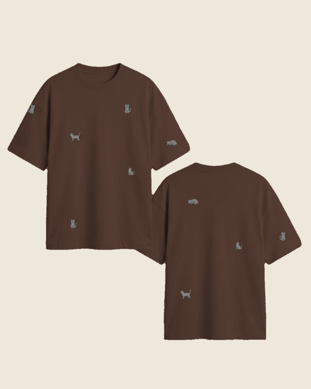 Camiseta mini gato gris color chocolate - bordado BRD2, Medellín Colombia