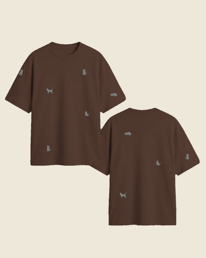 Camiseta mini gato gris color chocolate - bordado BRD2, Medellín Colombia