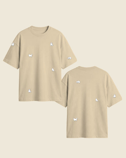 Camiseta mini gato persa color arena - bordado BRD2, Medellín Colombia