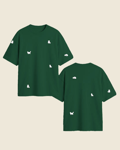 Camiseta mini gato persa color verde botella - bordado BRD2, Medellín Colombia