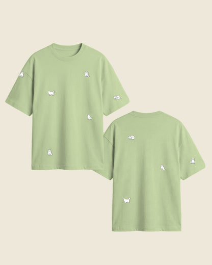 Camiseta mini gato persa color verde pistacho - bordado BRD2, Medellín Colombia