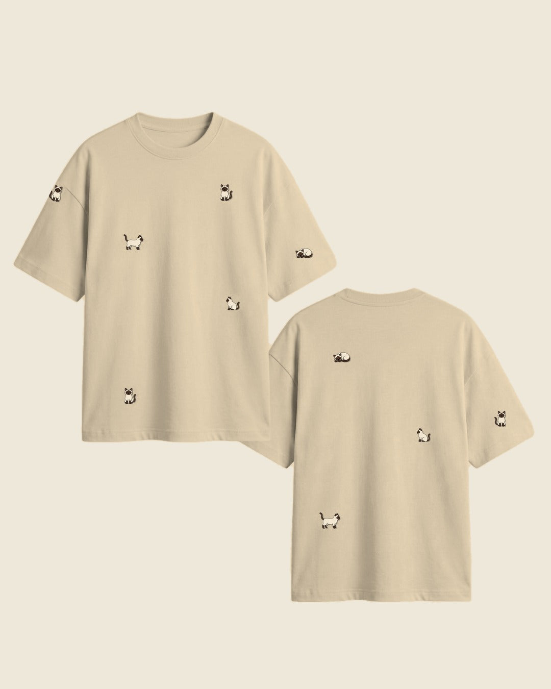 Camiseta mini gato siamés color arena - bordado BRD2, Medellín Colombia
