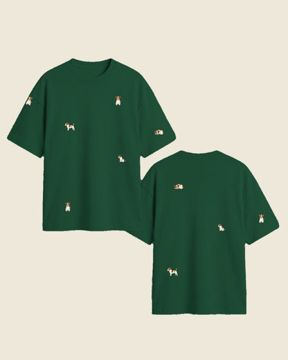 Camiseta mini jack russell color verde botella - bordado BRD2, Medellín Colombia