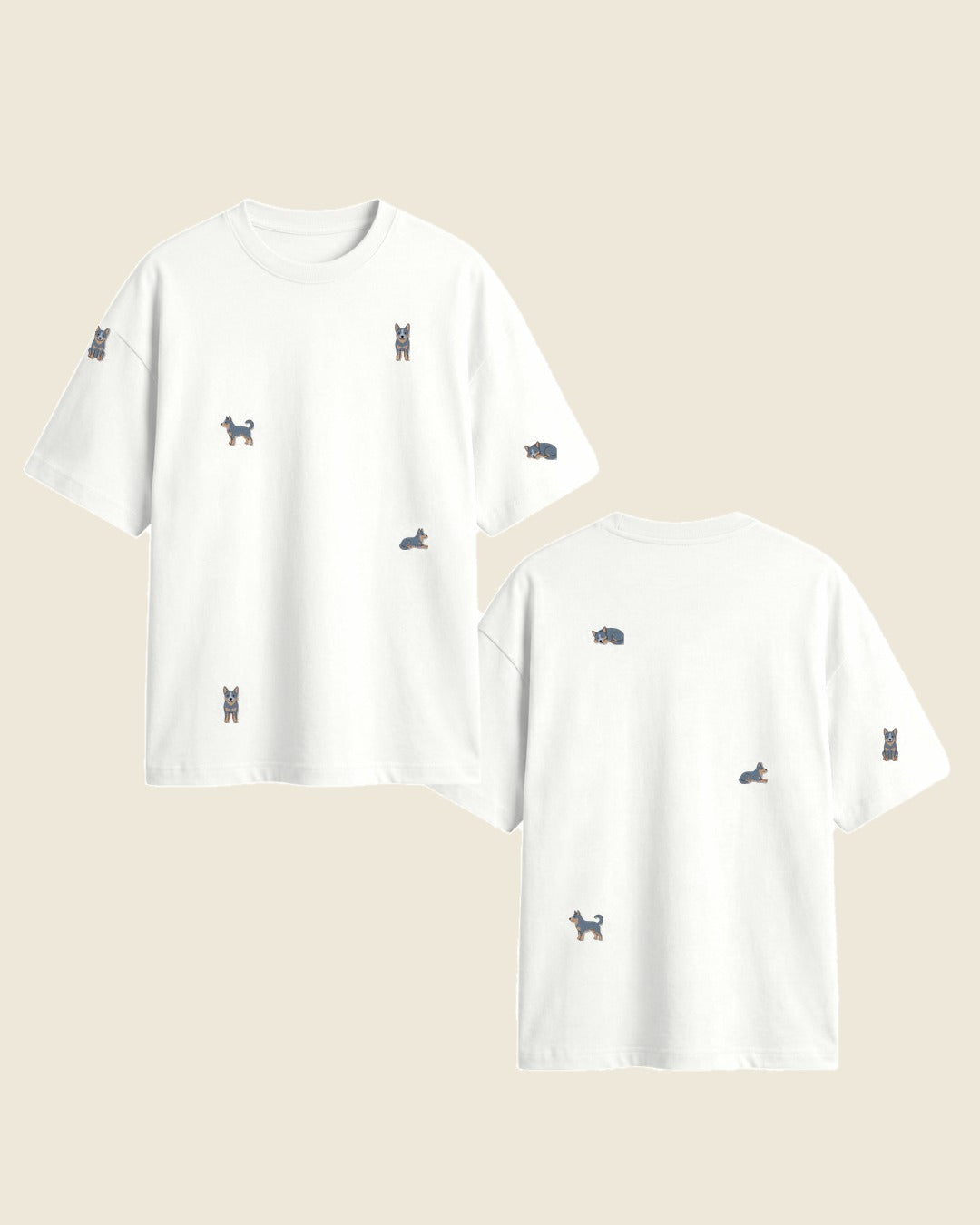 Camiseta mini pastor australiano color blanco - bordado BRD2, Medellín Colombia