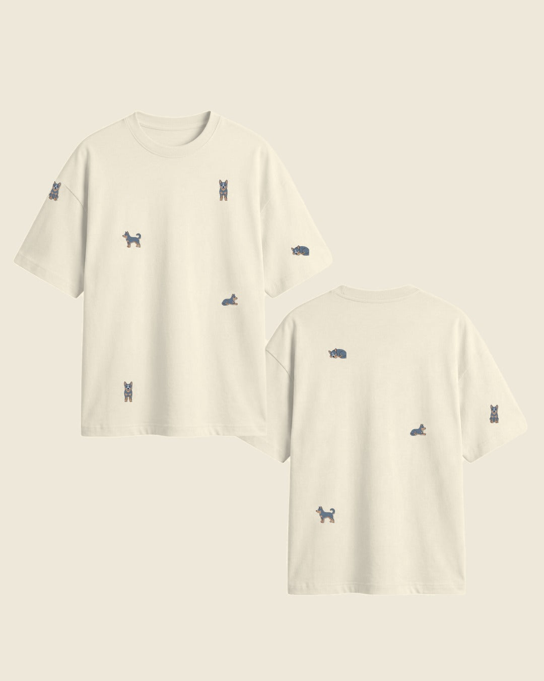 Camiseta mini pastor australiano color crudo - bordado BRD2, Medellín Colombia
