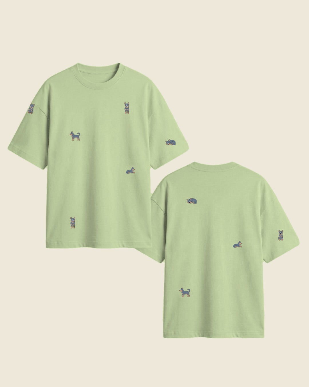 Camiseta mini pastor australiano color verde pistacho - bordado BRD2, Medellín Colombia