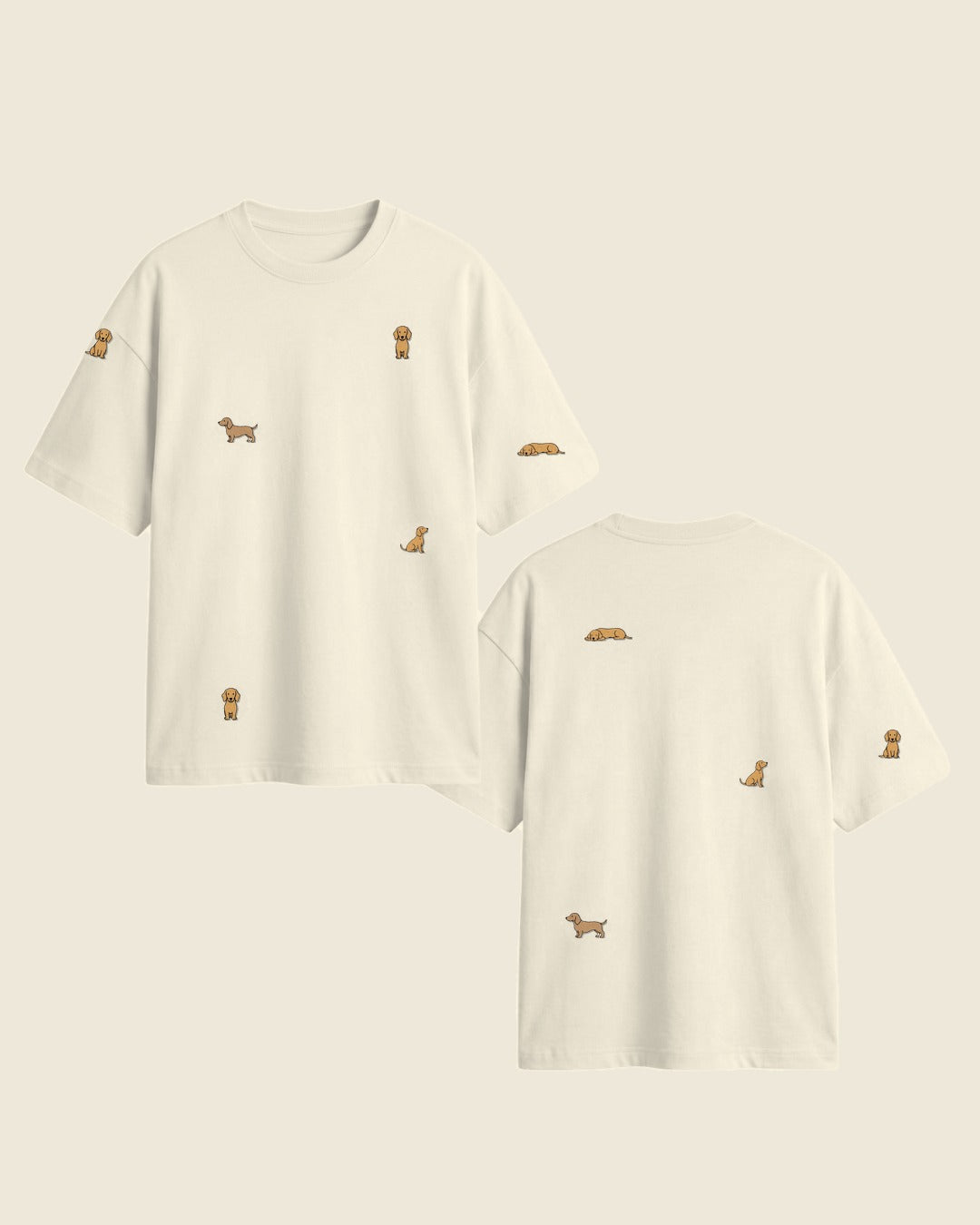 Camiseta mini salchicha color crudo - bordado BRD2, Medellín Colombia