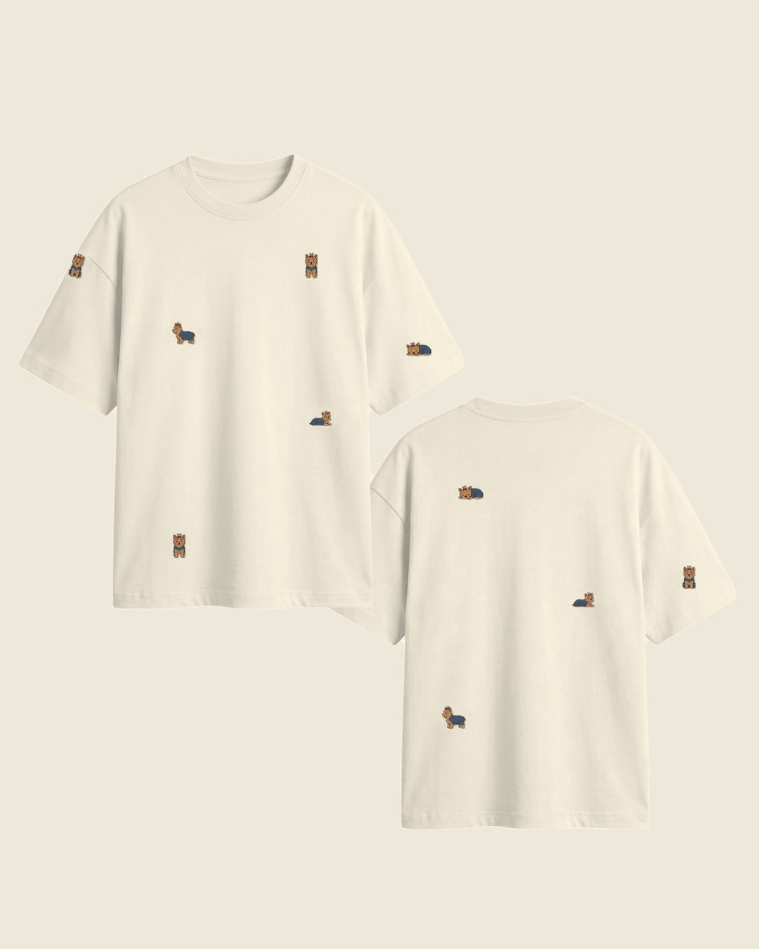 Camiseta mini yorkshire color crudo - bordado BRD2, Medellín Colombia