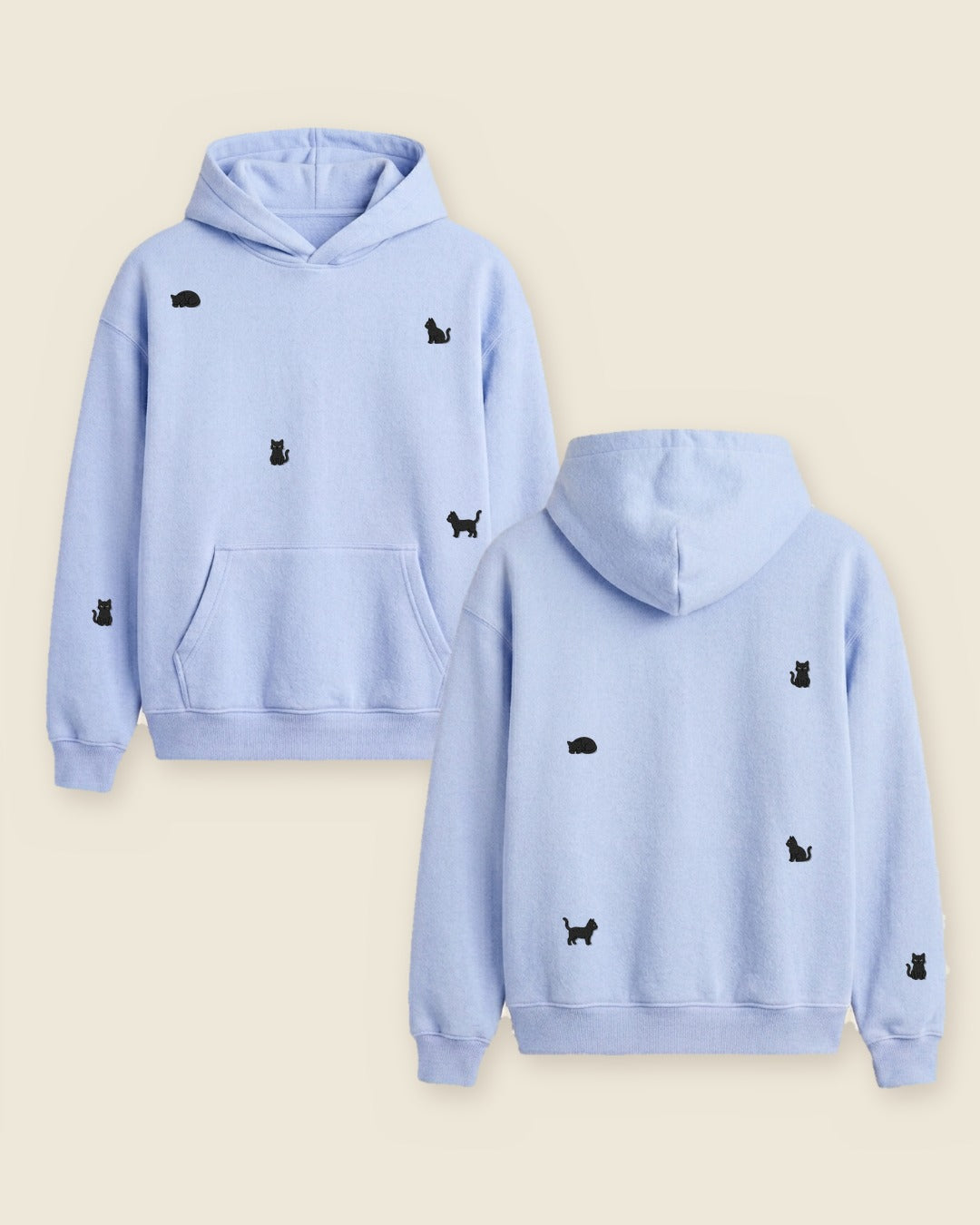 Hoodie mini gato negro color azul celeste - bordado BRD2, Medellín Colombia