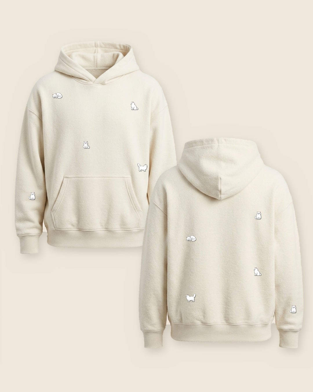 Hoodie mini gato persa color marfil - bordado BRD2, Medellín Colombia