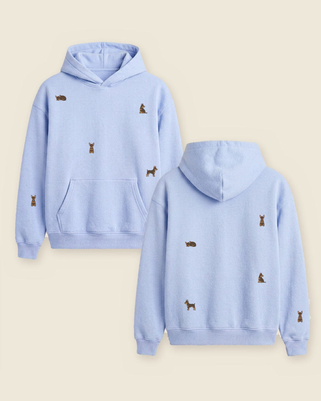 Hoodie mini pinscher color azul celeste - bordado BRD2, Medellín Colombia